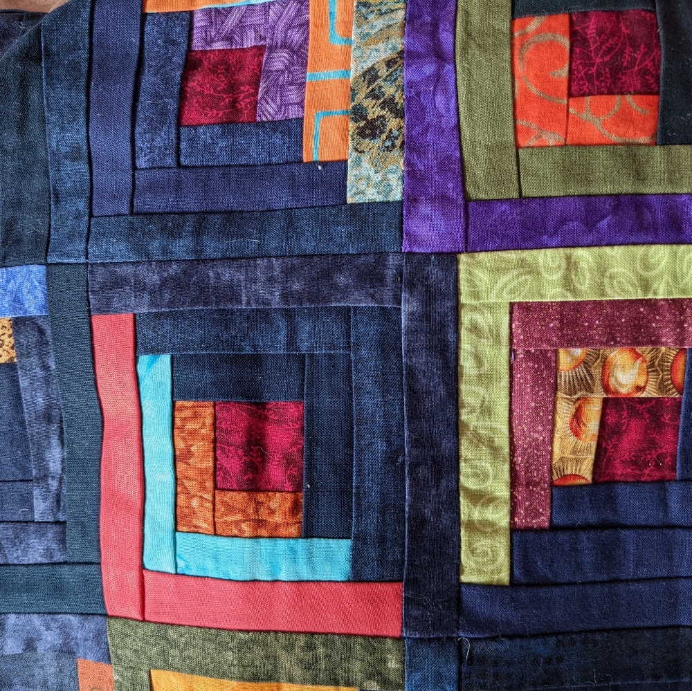 Log cabin pieced quilt top - Picture 2 of 16